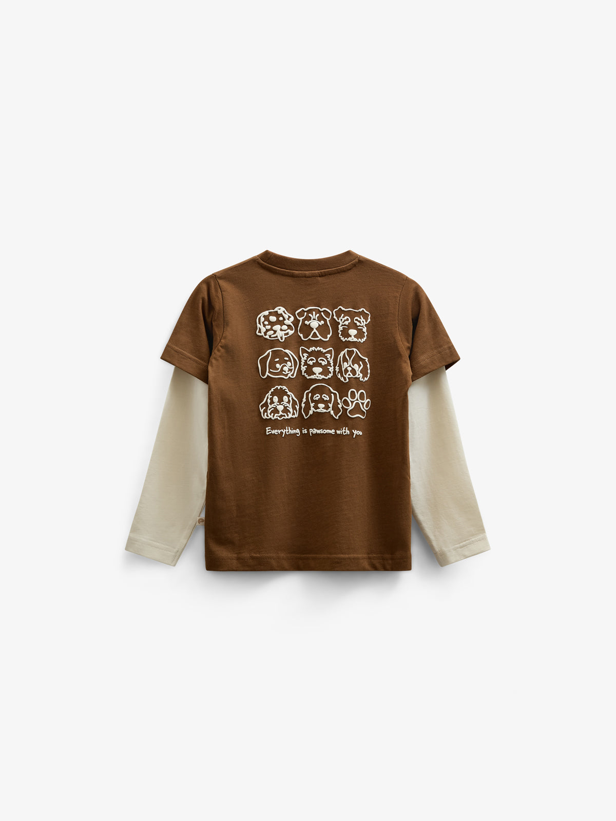 Boxy T-shirt med dobbeltærmer - Kids - Coffee | 100838 Alex