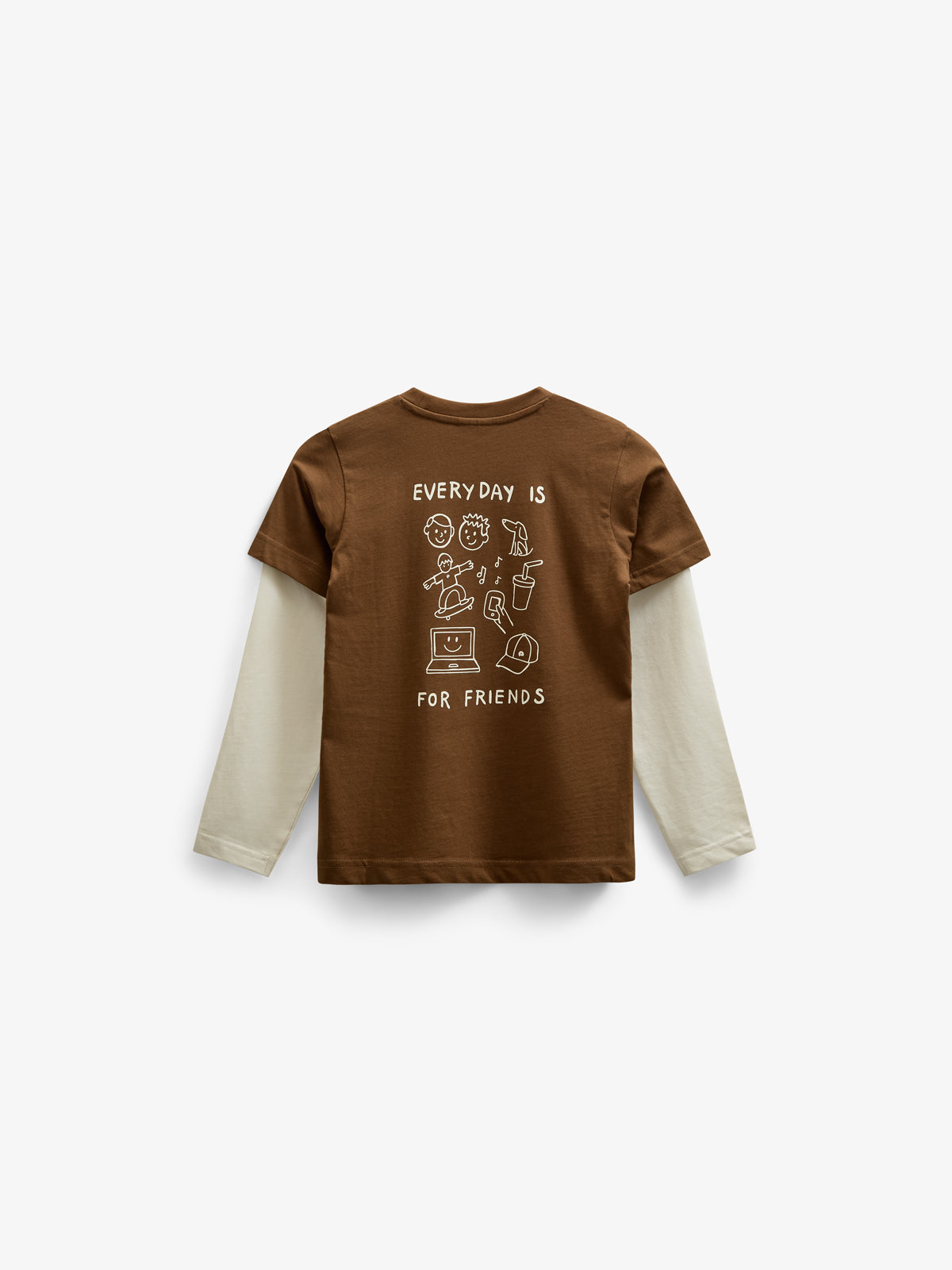 Boxy T-shirt med dobbeltærmer - Tween - Coffee | 100839 Alex