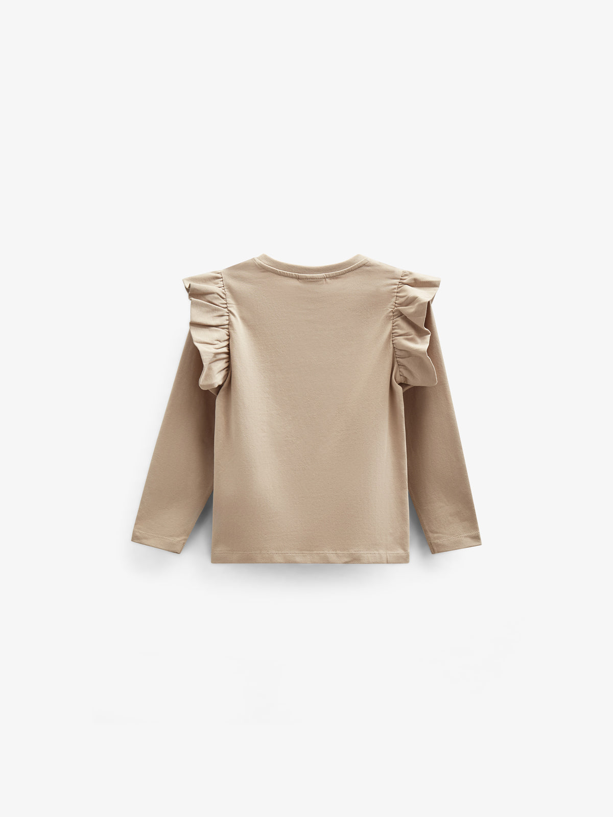 Jersey Bluse med flæseærmer og Print foran - Kids - Caffe Latte | 100842 Demi