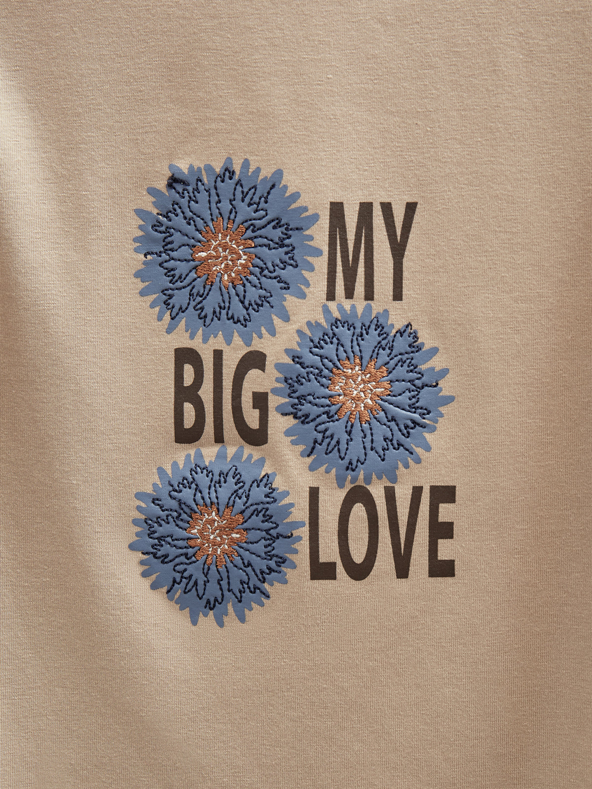 Jersey Bluse med flæseærmer og Print foran - Kids - Caffe Latte | 100842 Demi