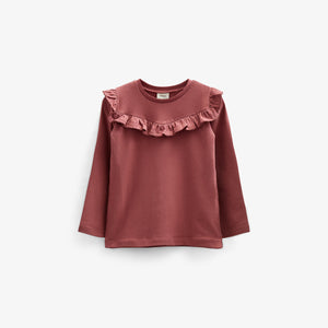 Jersey-bluse med flæser - Kids - Vintage Red | 100860 Talia