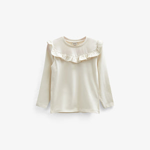 Jersey-bluse med flæser - Kids - Off White | 100862 Talia