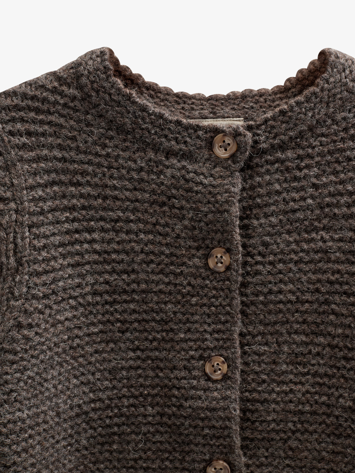 Cardigan i Uldstrik - Tween - Chocolate Melange | 100877 Maya