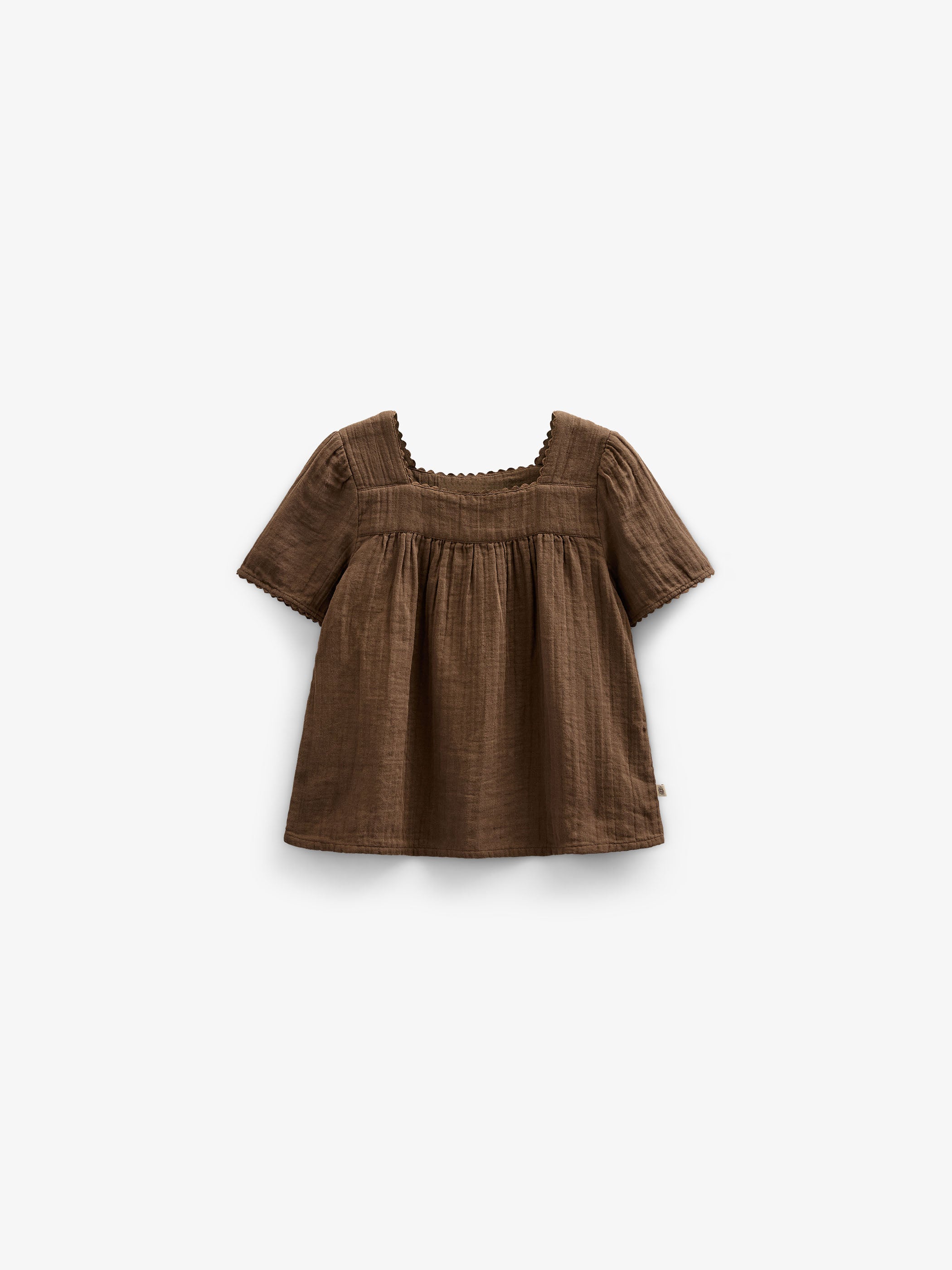 Bluse i musselin med korte ærmer - Kids - Dark Brown | 100916 Jasmine