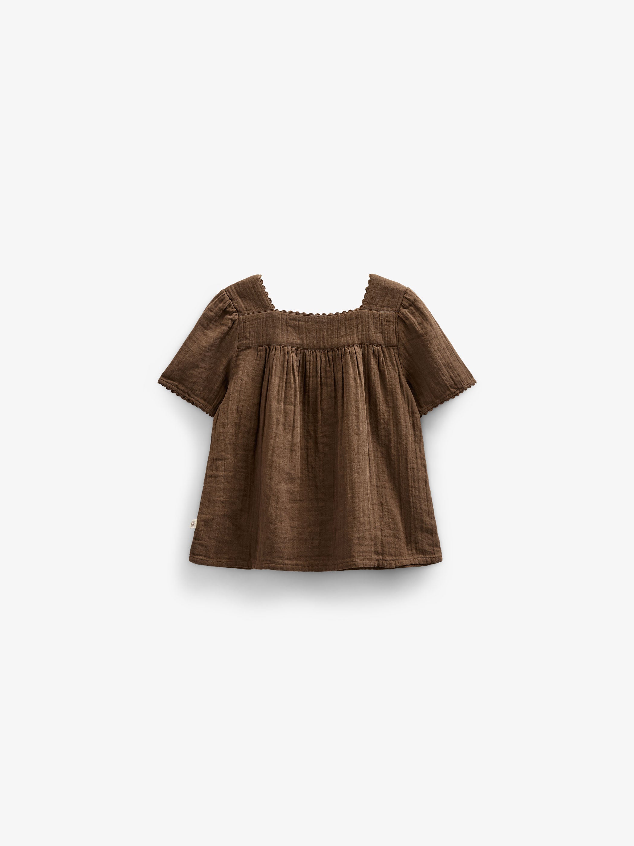 Bluse i musselin med korte ærmer - Kids - Dark Brown | 100916 Jasmine