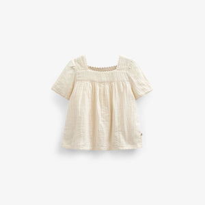 Bluse i musselin med korte ærmer - Kids - Off White | 100918 Jasmine