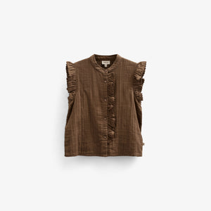 Ærmeløs top i musselin - Kids - Dark Brown | 100928 Jasmine