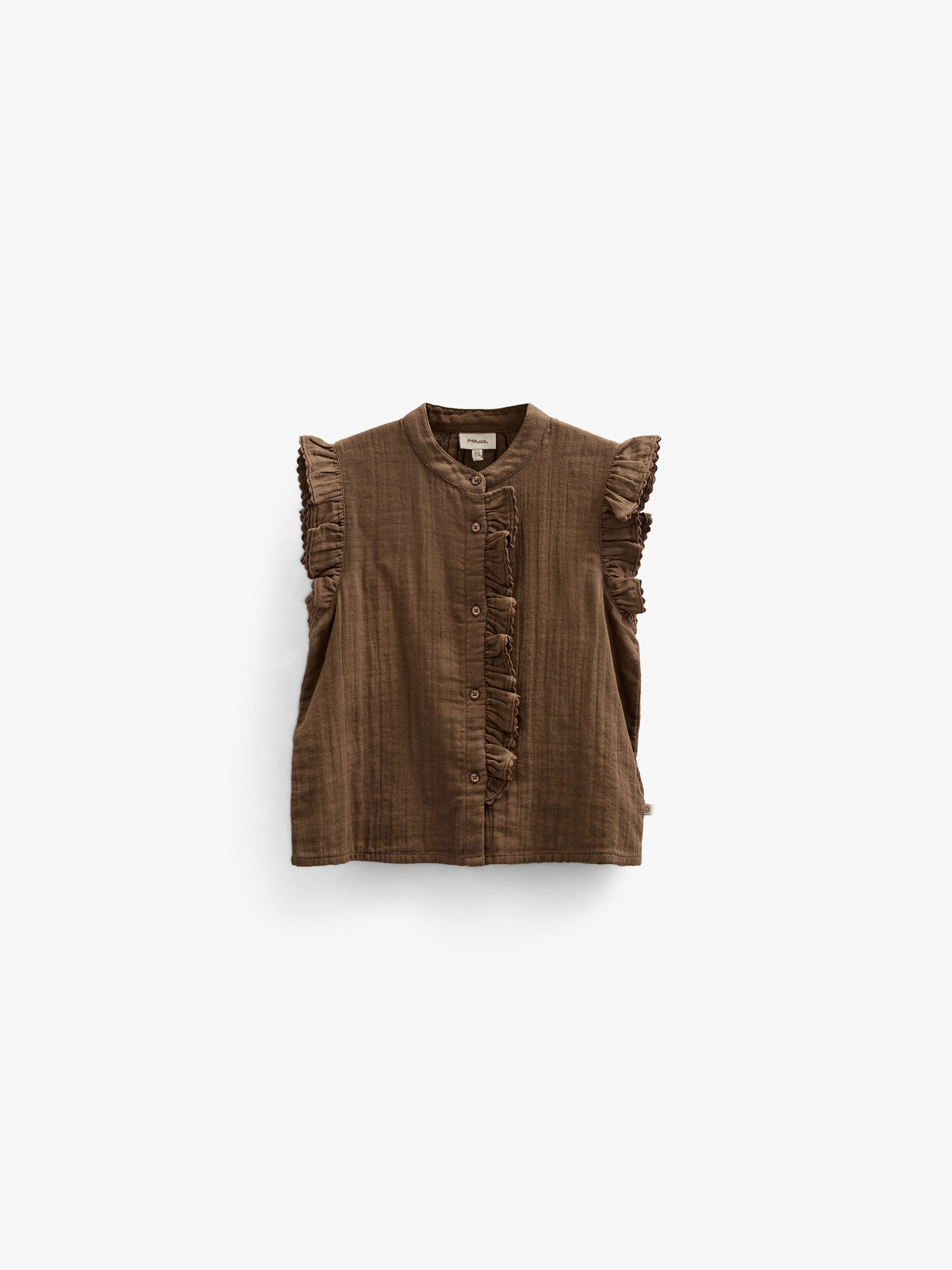 Ærmeløs top i musselin - Kids - Dark Brown | 100928 Jasmine