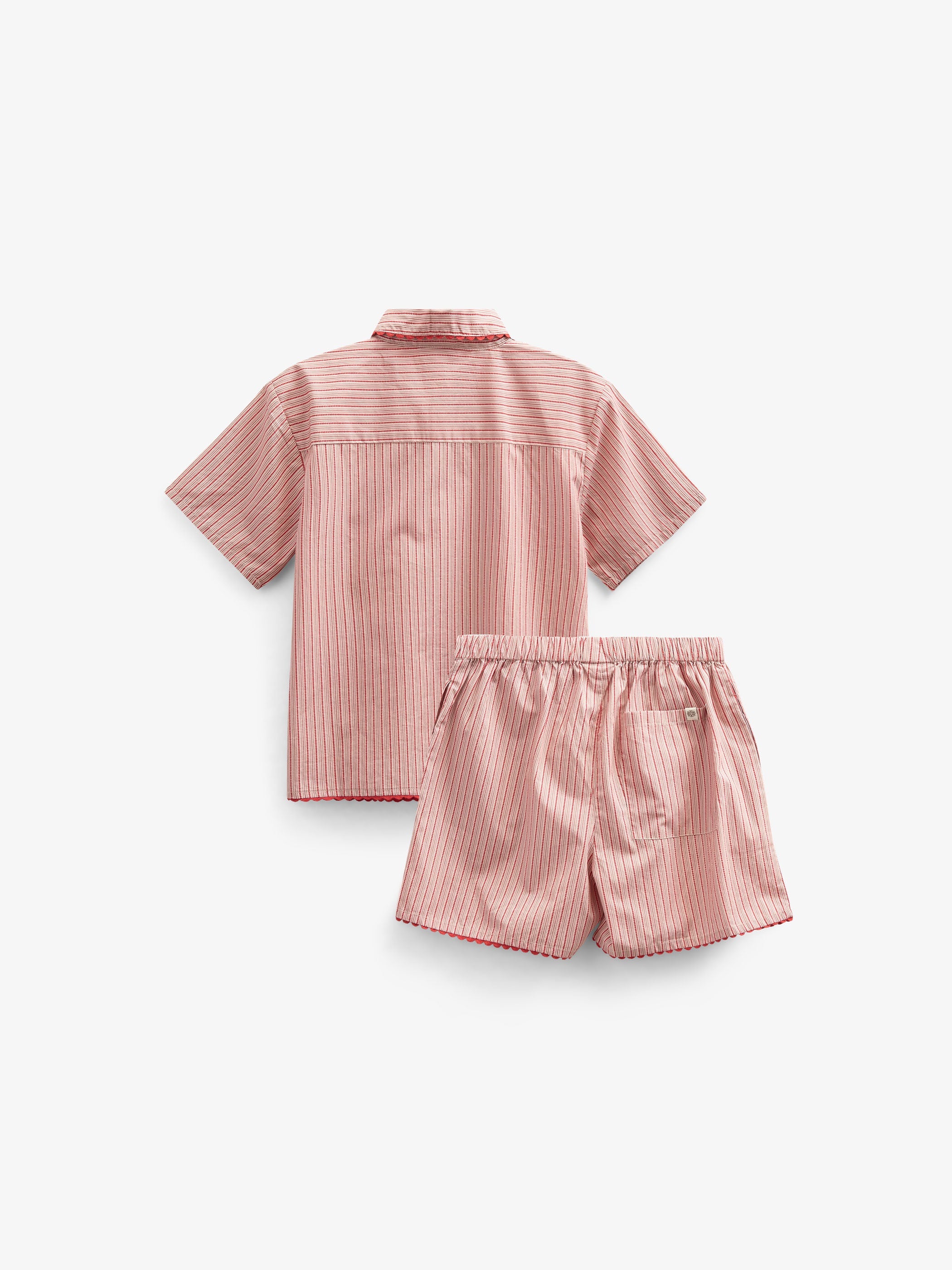 Stribet poplin sæt med skjorte og shorts - Kids - Old Rose/Cherry Red | 100946 Olivia
