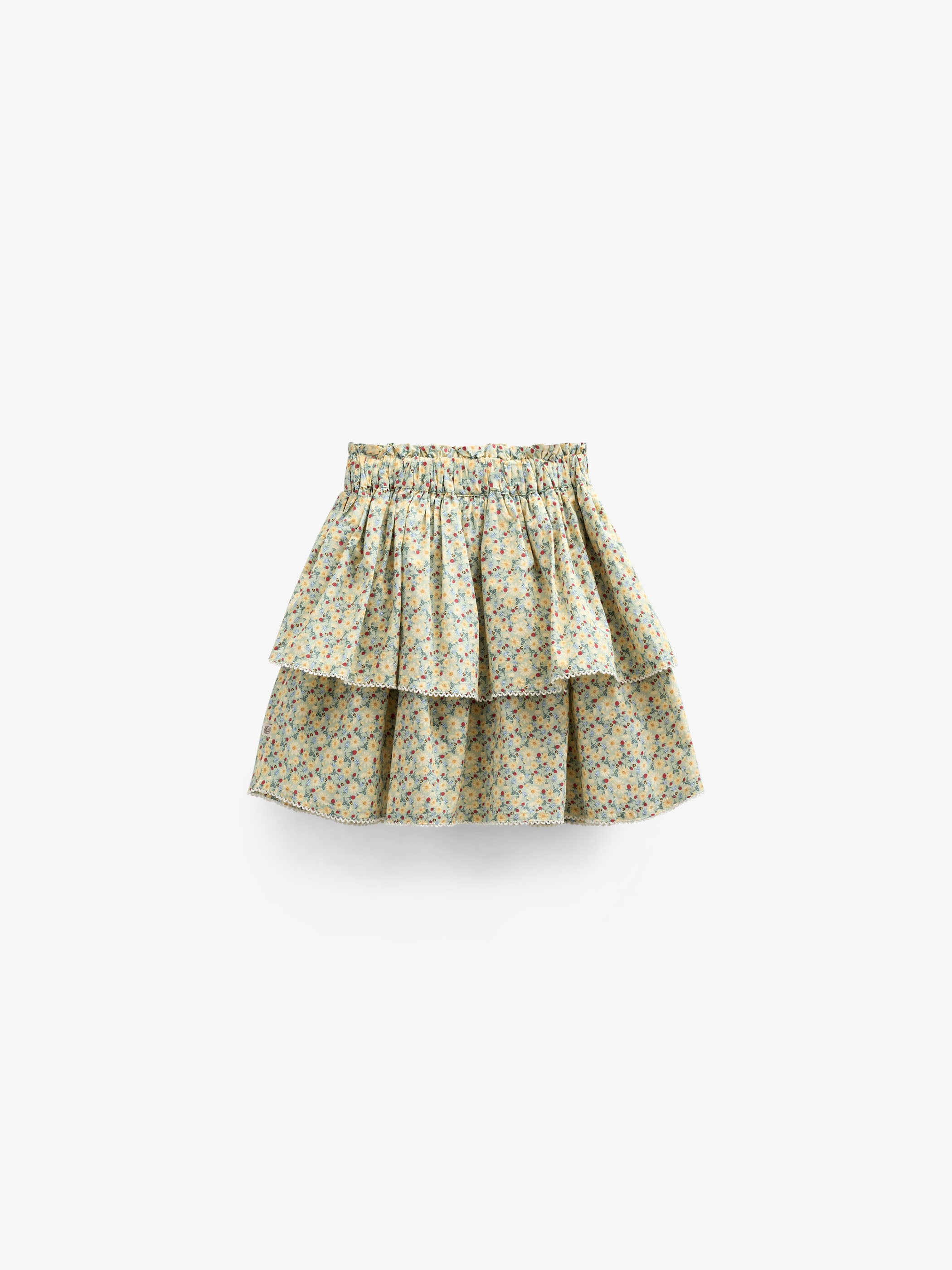 Poplinnederdel med blomsterprint og flæse - Tween - Green | 100955 Poppy