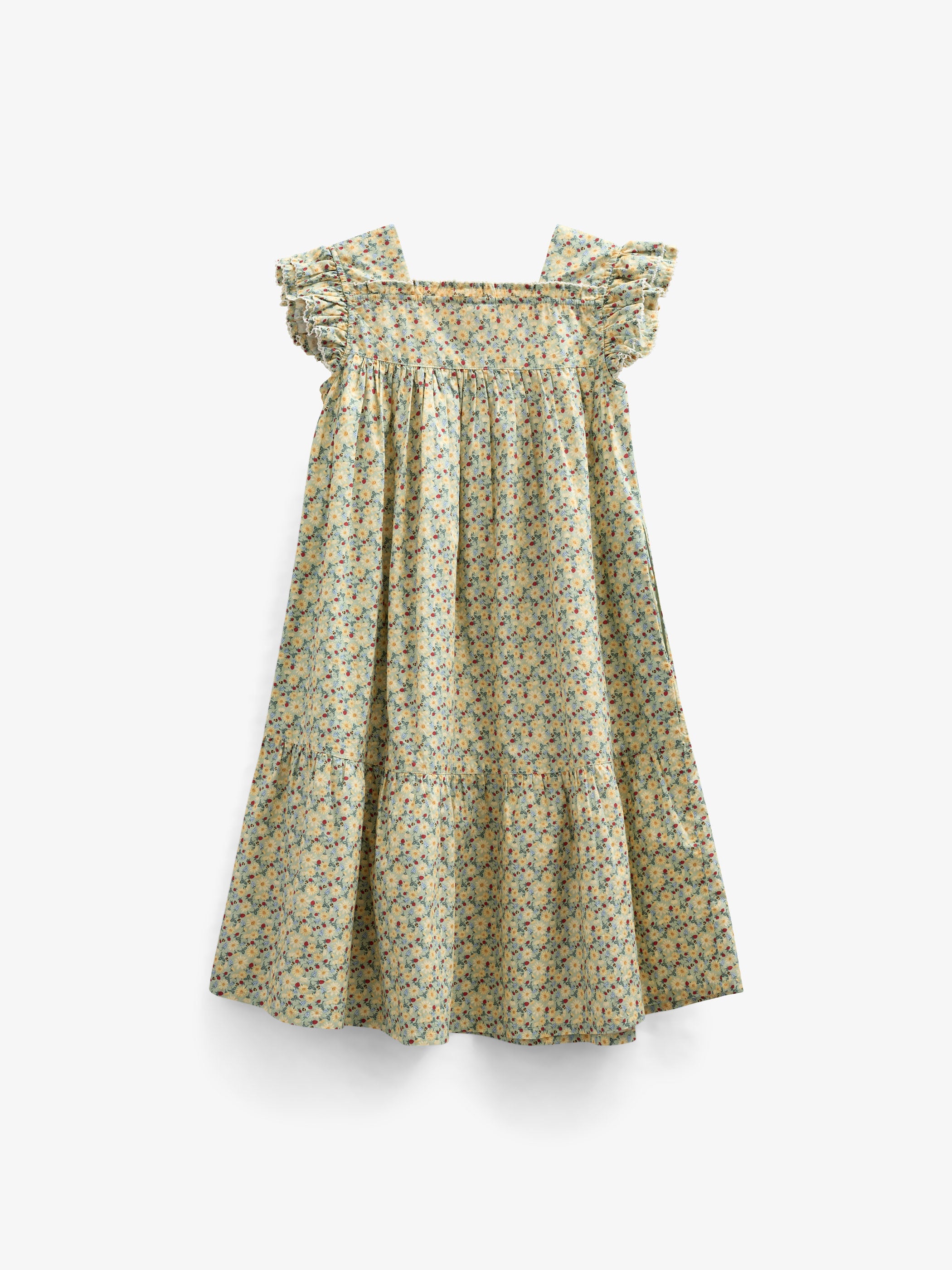Blomstret poplinkjole - Kids - Green | 100962 Poppy