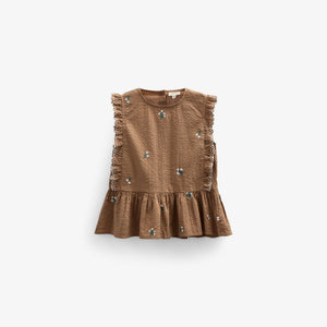 Broderet seersucker top - Kids - Coconut | 100982 Nora