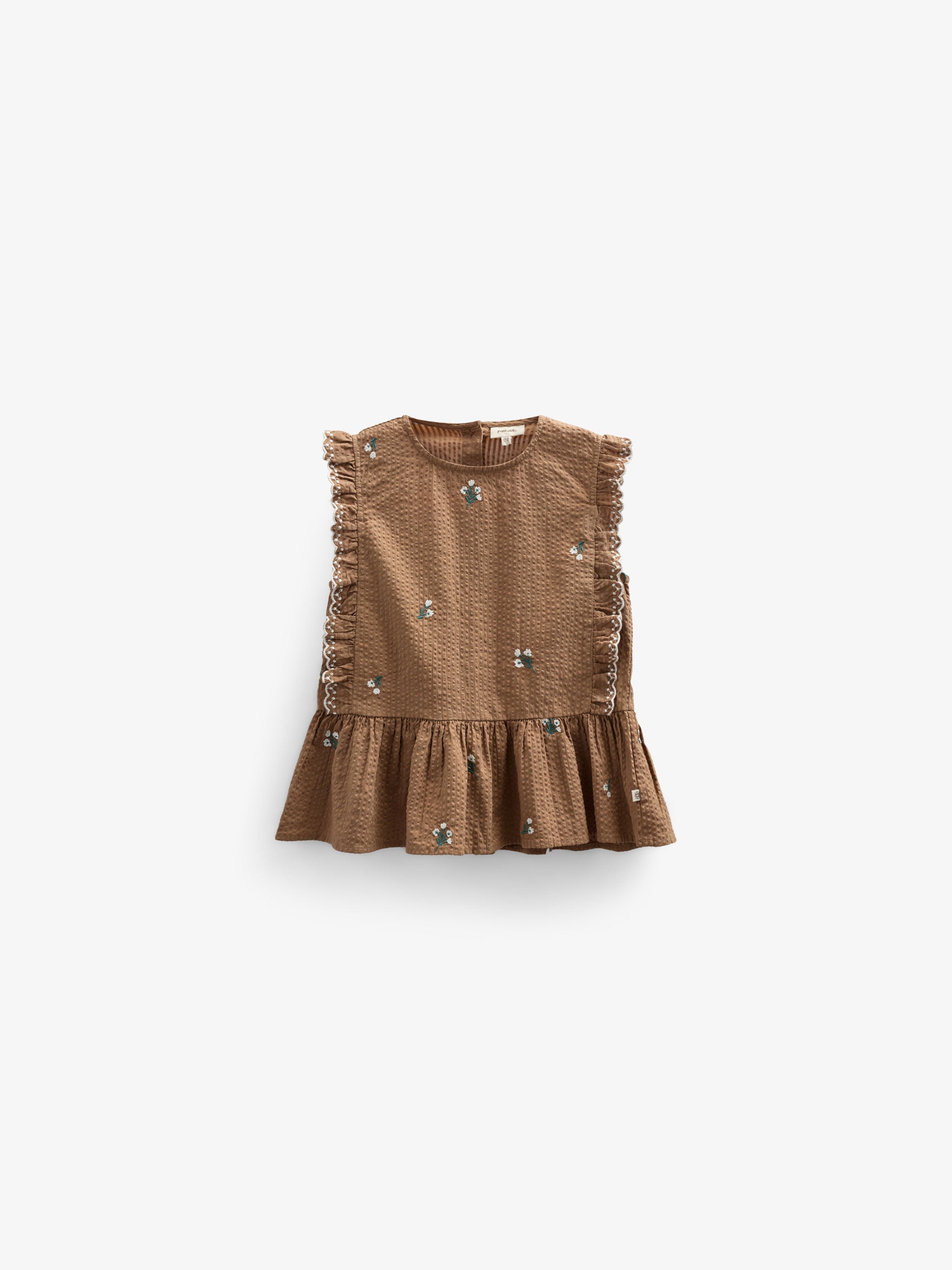 Broderet seersucker top - Kids - Coconut | 100982 Nora