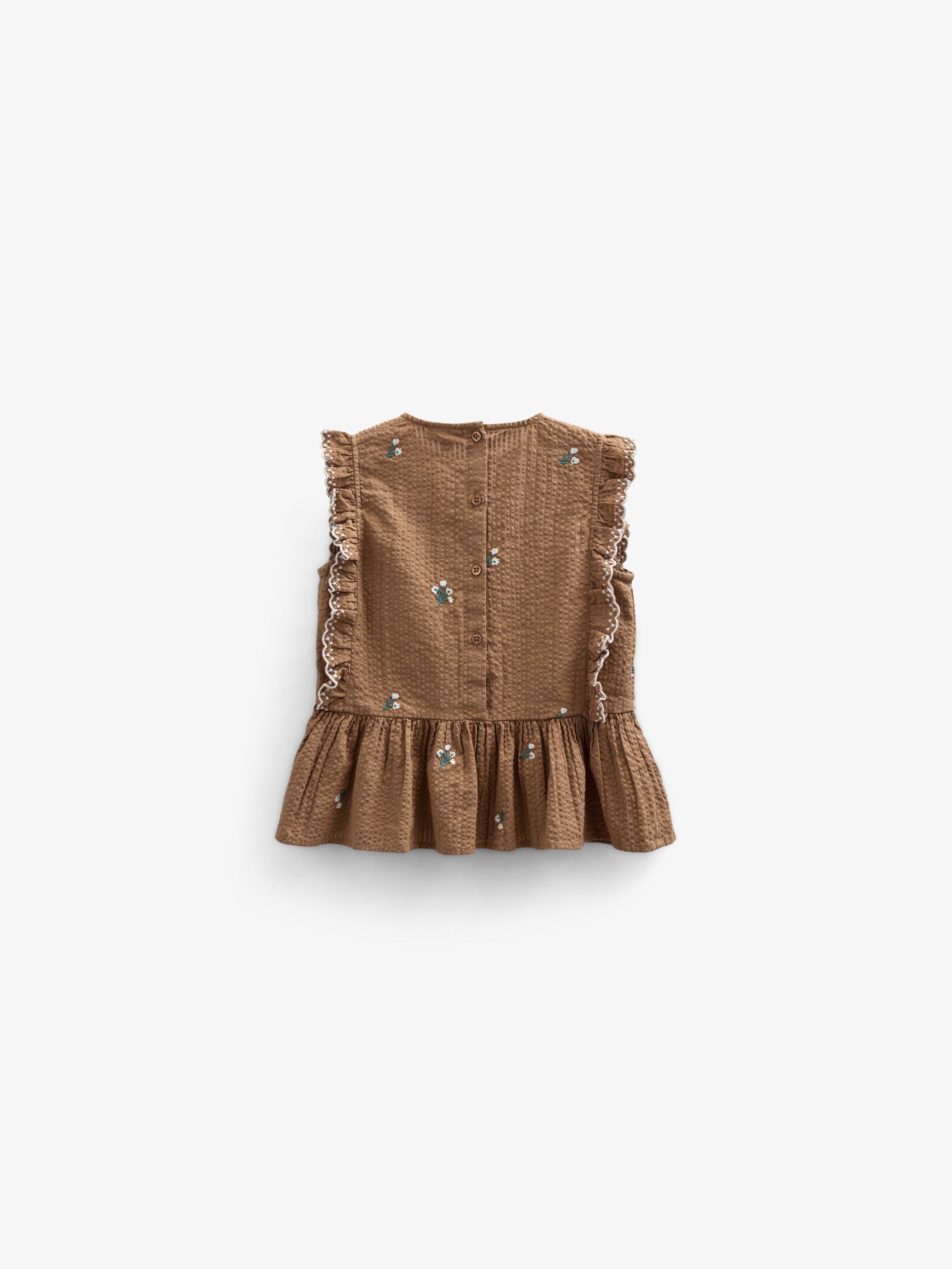 Broderet seersucker top - Kids - Coconut | 100982 Nora