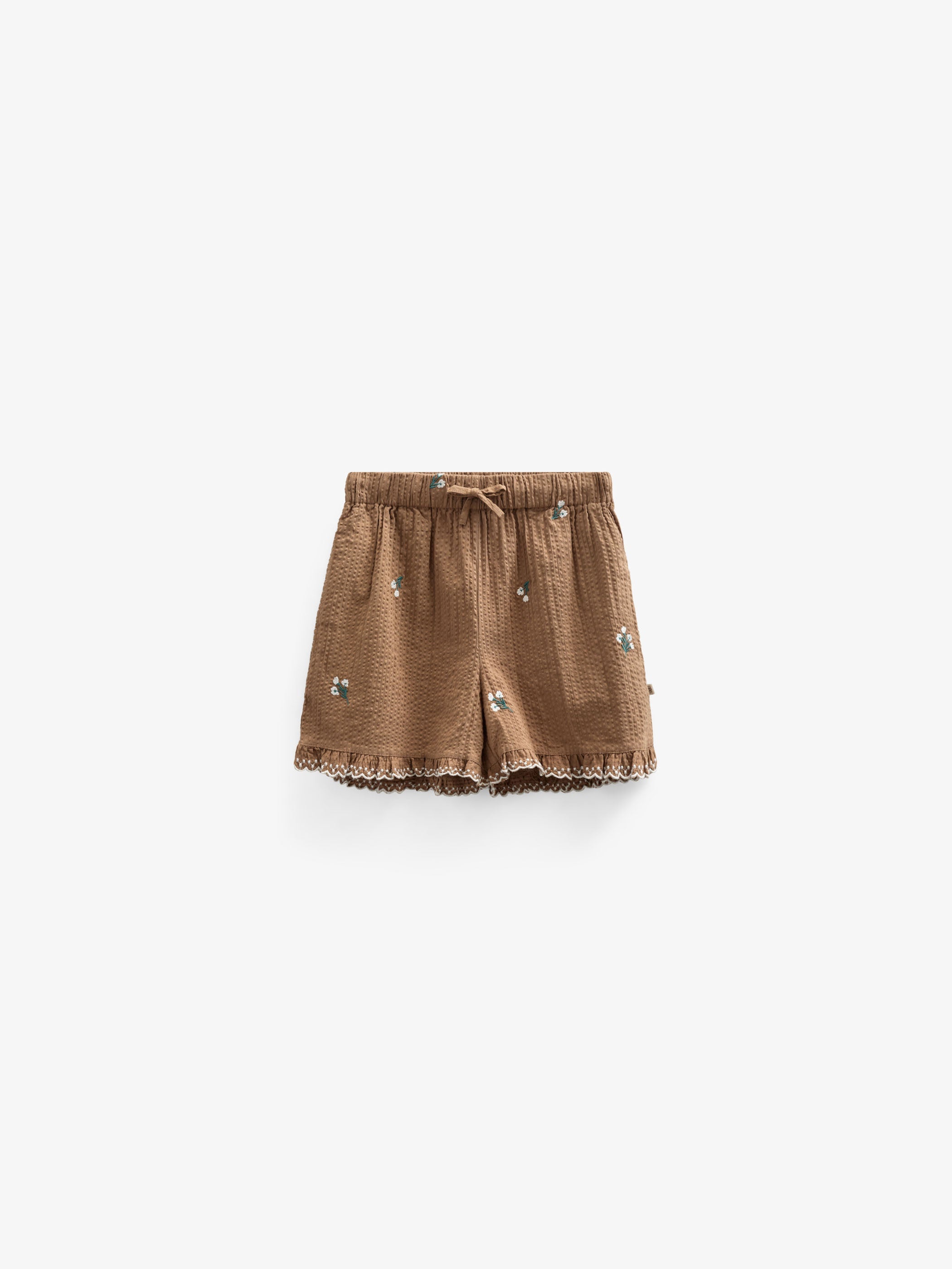 Broderede seersucker shorts - Kids - Coconut | 100986 Nora