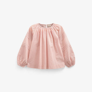 Langærmet stribet bluse - Tween - Offwhite/Cherry Red | 100991 Willa