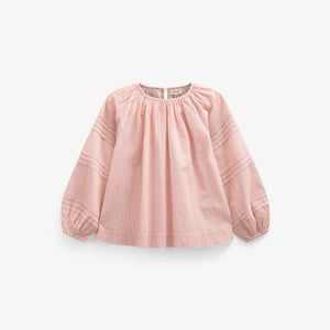Langærmet stribet bluse - Tween - Offwhite/Cherry Red | 100991 Willa