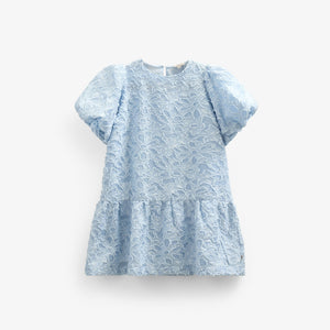 Jacquardkjole i bomuldsblanding - Kids - Light Blue | 100994 Giselle