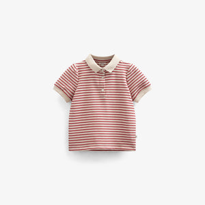 Stribet jersey polo - Kids - Cherry Red | 101002 Emmie