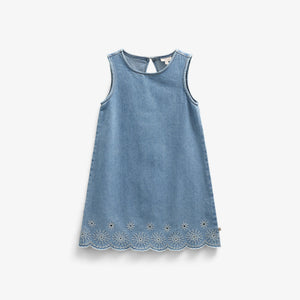 Broderet kort denimkjole - Tween - Light Blue Denim | 101019 Vera