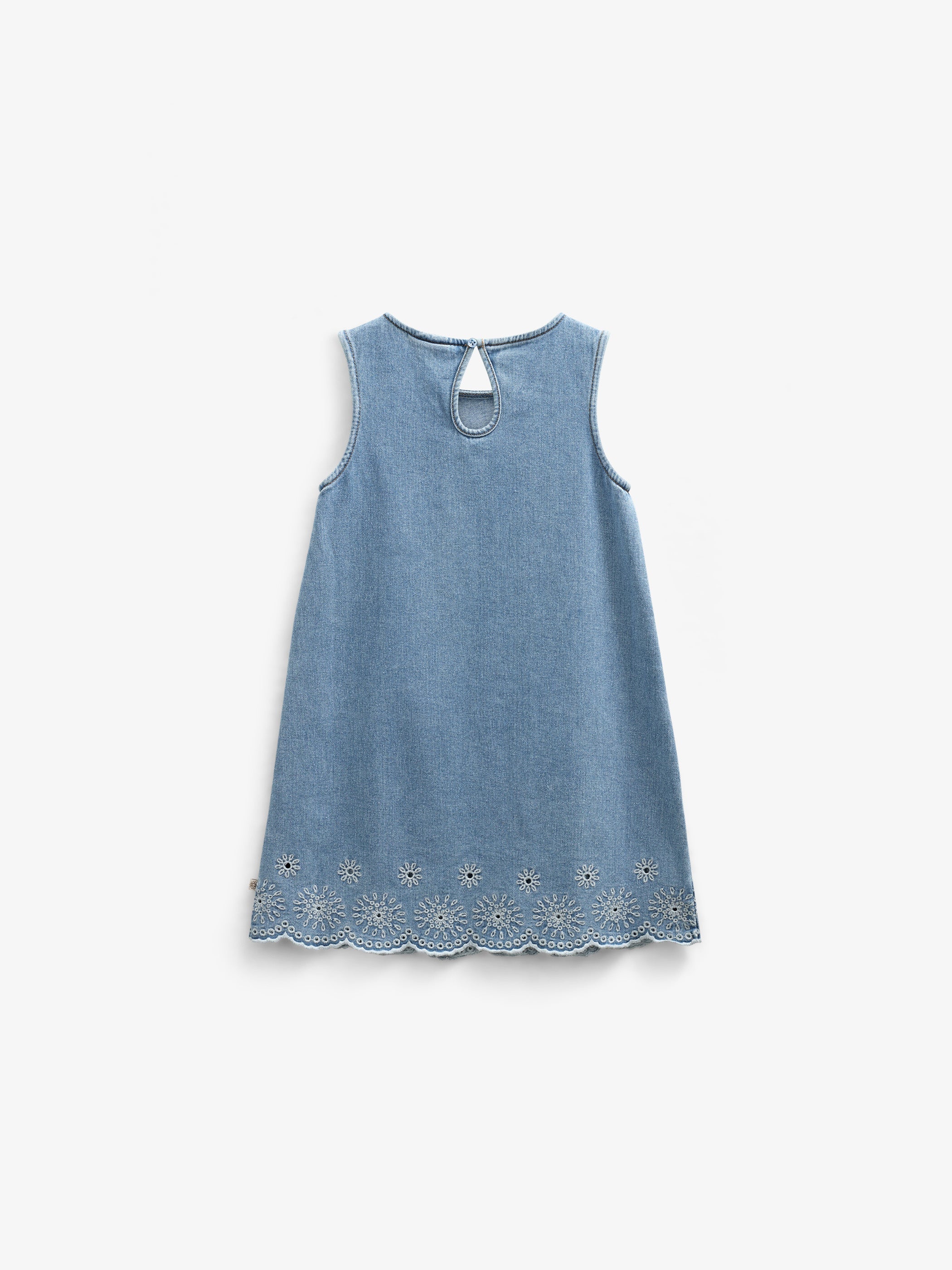 Broderet kort denimkjole - Tween - Light Blue Denim | 101019 Vera