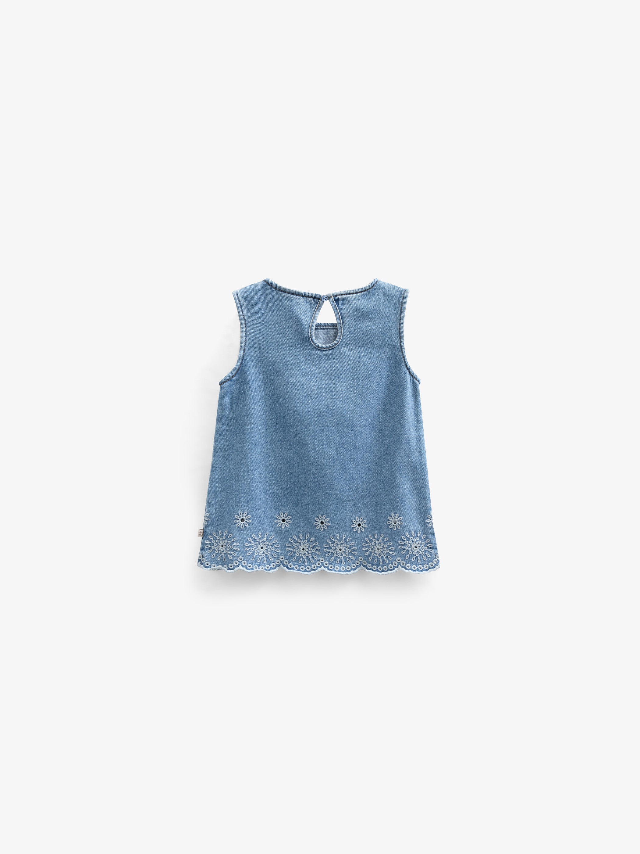 Broderet denim top - Kids - Light Blue Denim | 101020 Vera