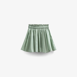 Bomuldsnederdel med bølgebånd og flæse - Kids - Dusty Green | 101038 Alma