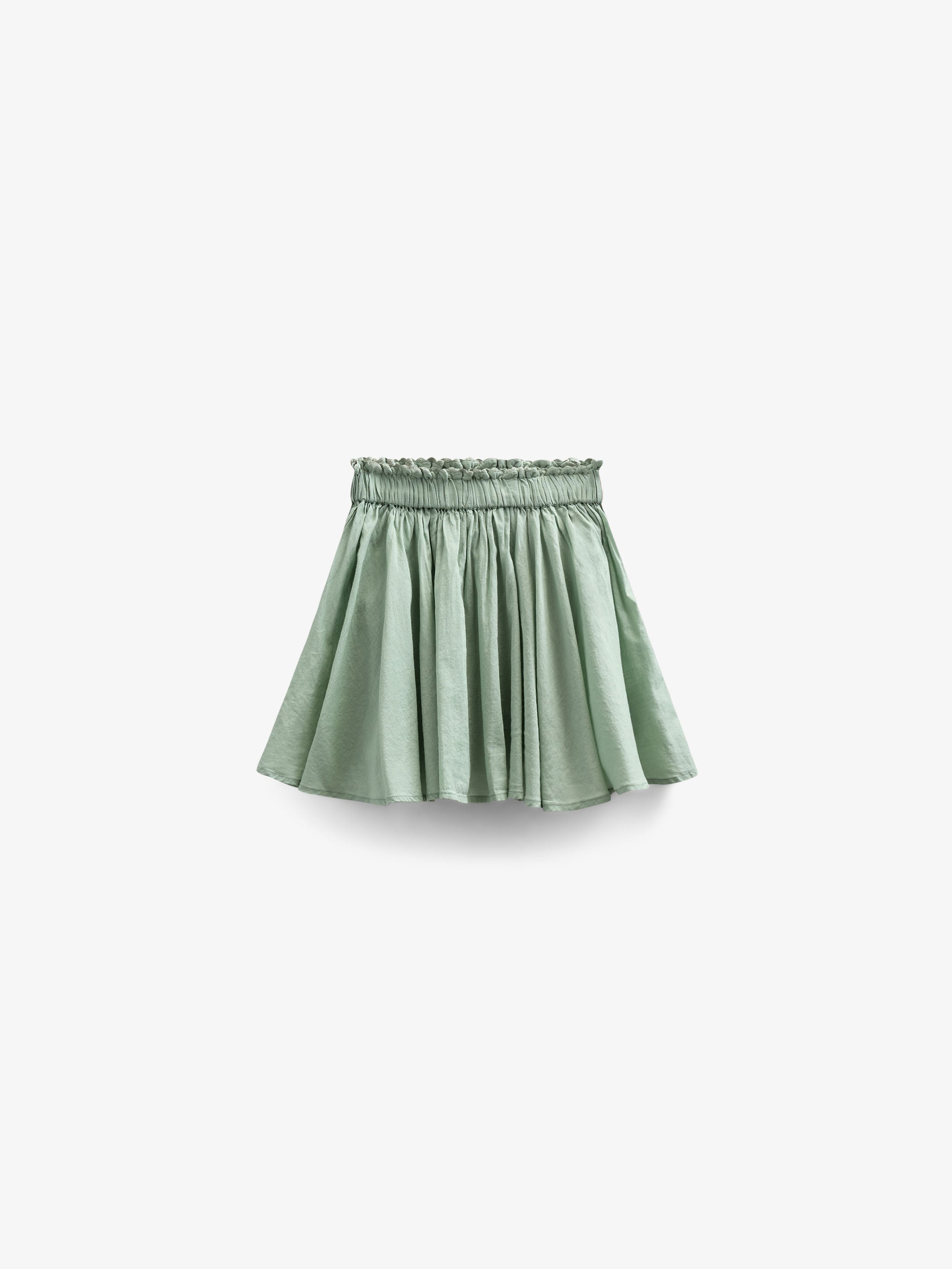 Bomuldsnederdel med bølgebånd og flæse - Kids - Dusty Green | 101038 Alma