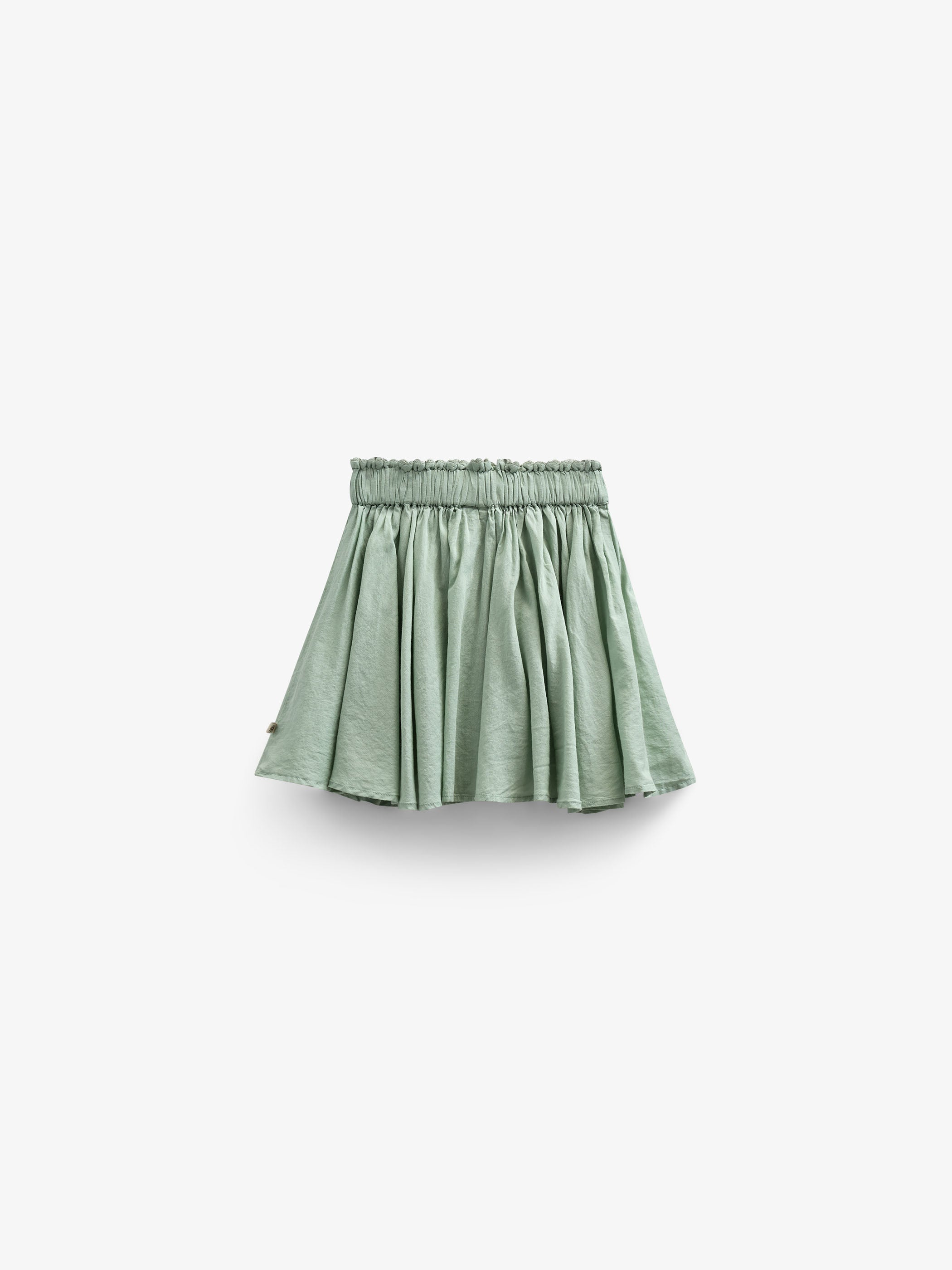 Bomuldsnederdel med bølgebånd og flæse - Kids - Dusty Green | 101038 Alma