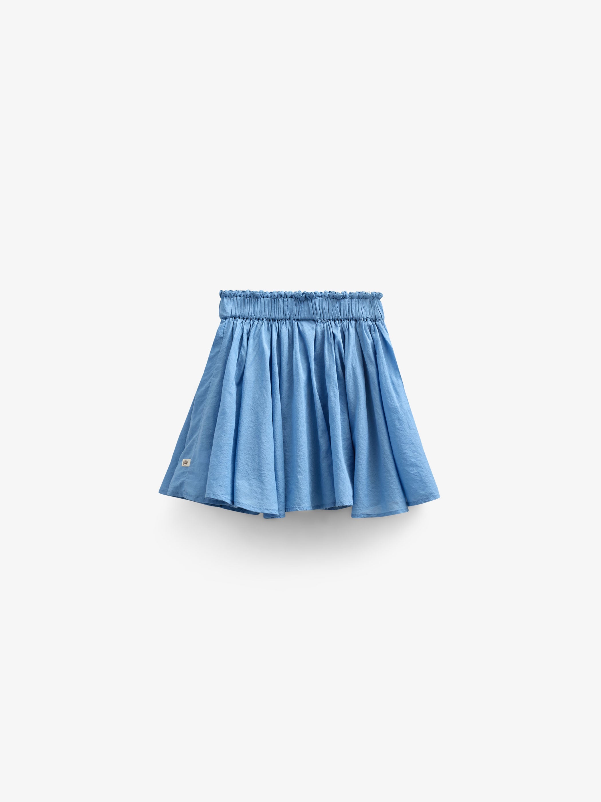Bomuldsnederdel med bølgebånd og flæse - Kids - Dusty Blue | 101039 Alma