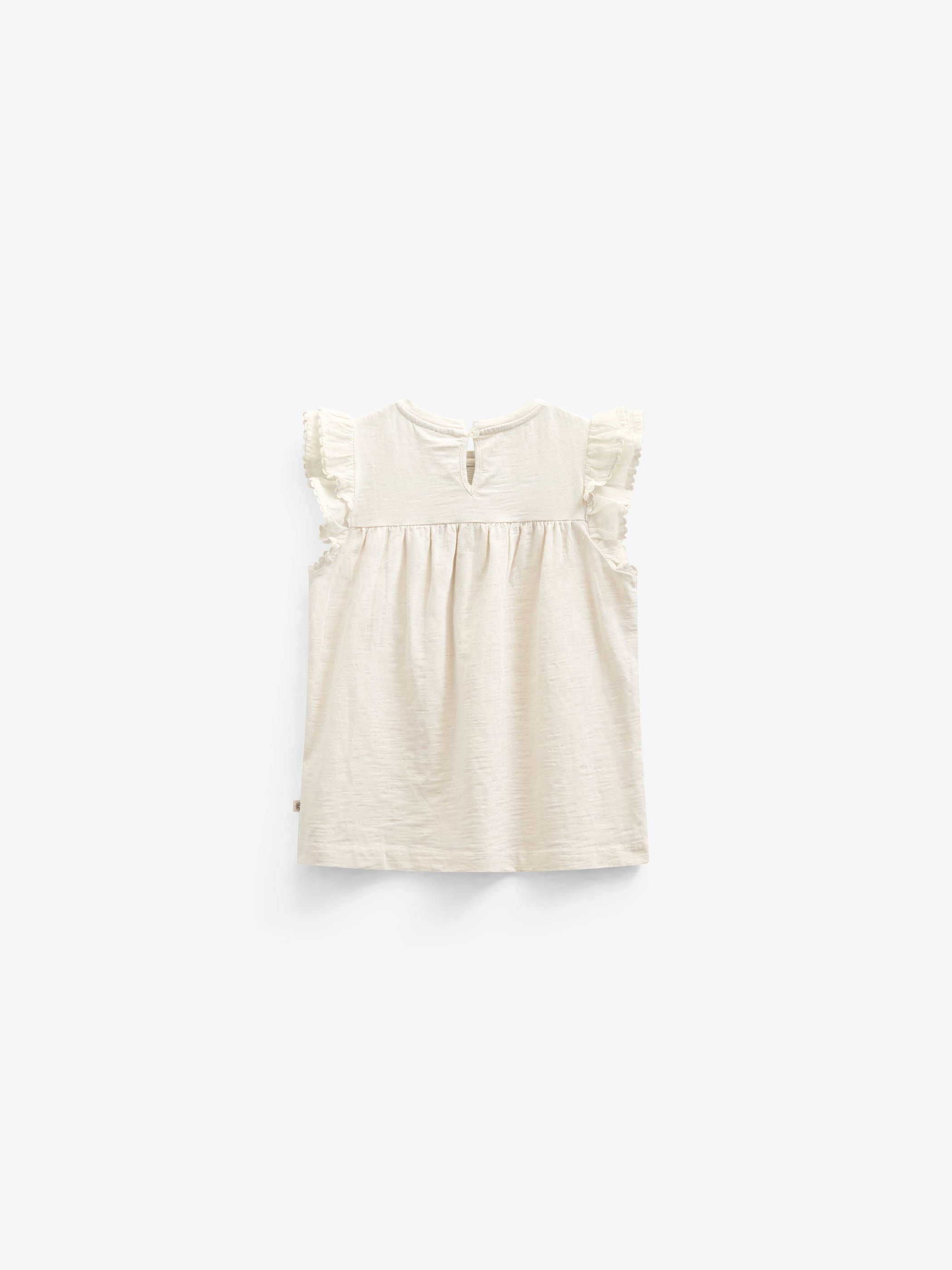 Jerseybluse med bølgebånd og flæse - Kids - Offwhite | 101040 Gabriella