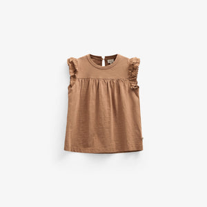 Jerseybluse med bølgebånd og flæse - Tween - Coconut | 101072 Gabriella