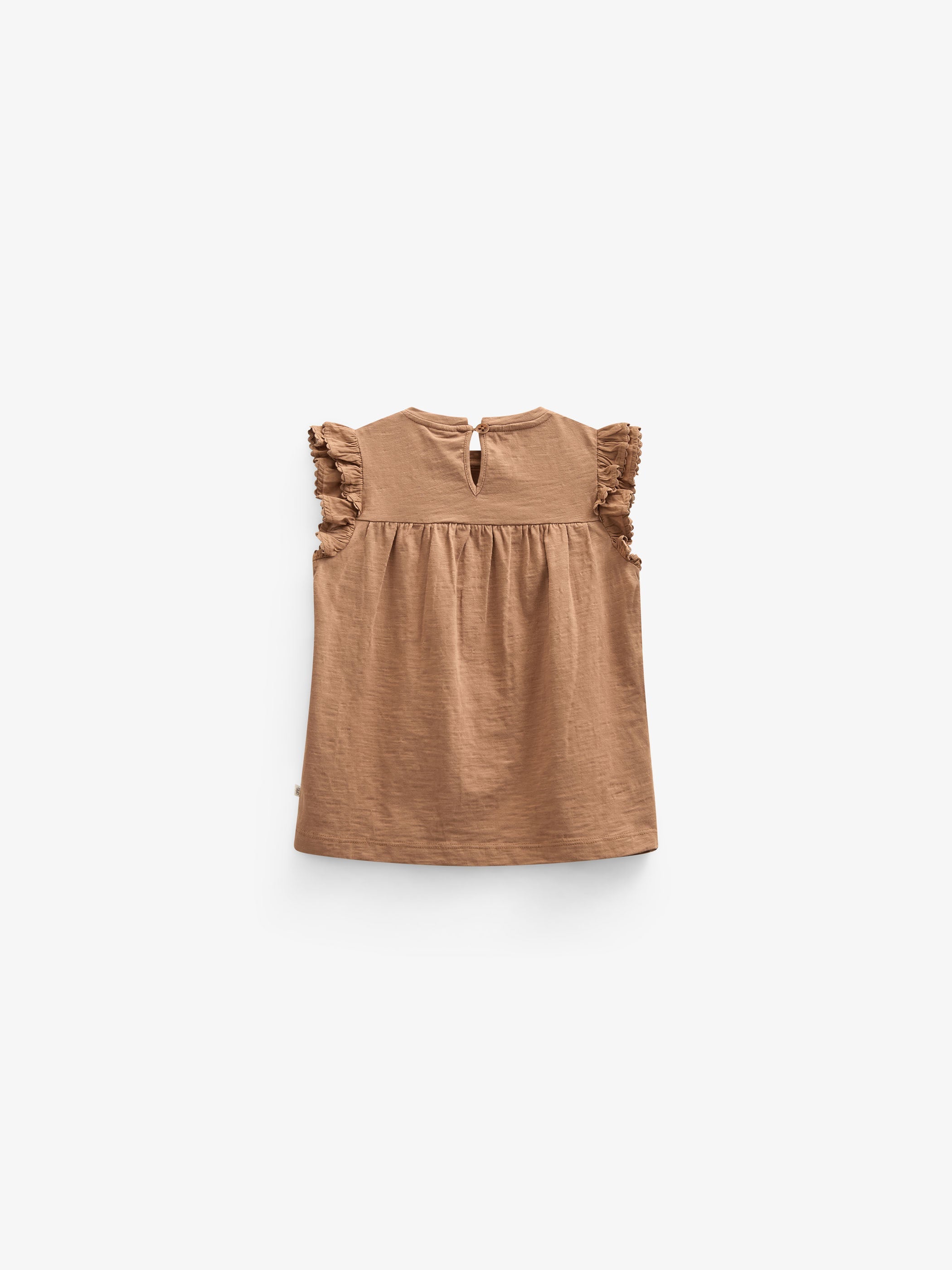 Jerseybluse med bølgebånd og flæse - Tween - Coconut | 101072 Gabriella