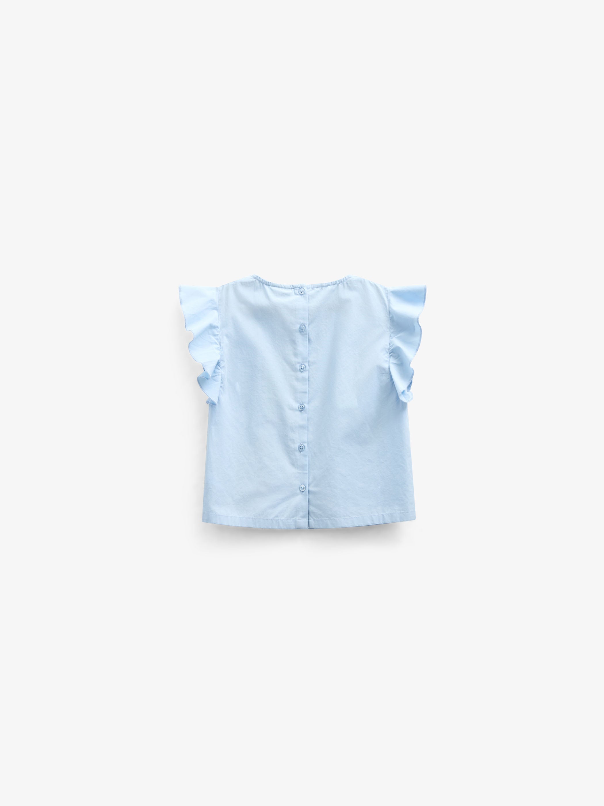 Poplinbluse med broderi - Kids - Powder Blue | 101042 Barbara
