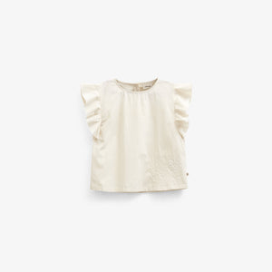 Poplinbluse med broderi - Kids - Offwhite | 101043 Barbara