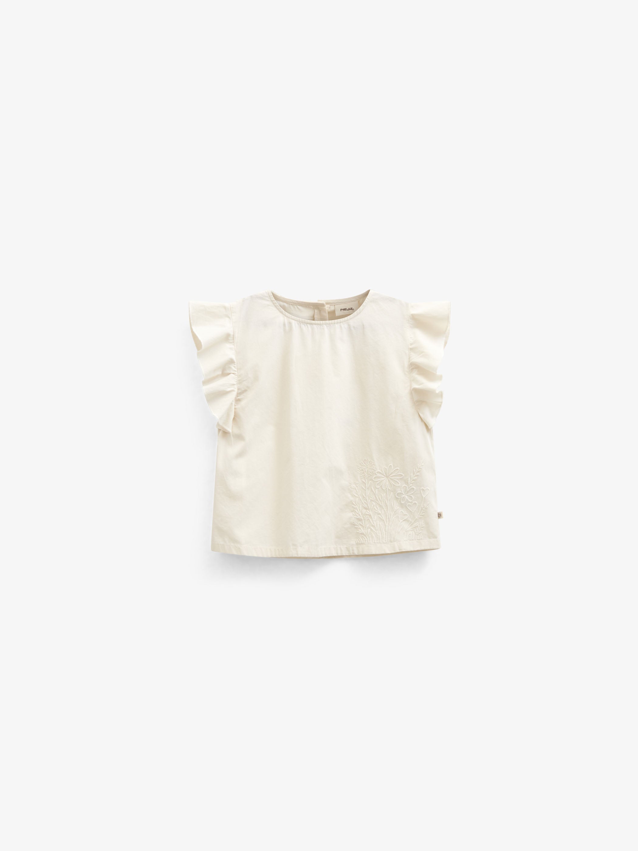 Poplinbluse med broderi - Kids - Offwhite | 101043 Barbara