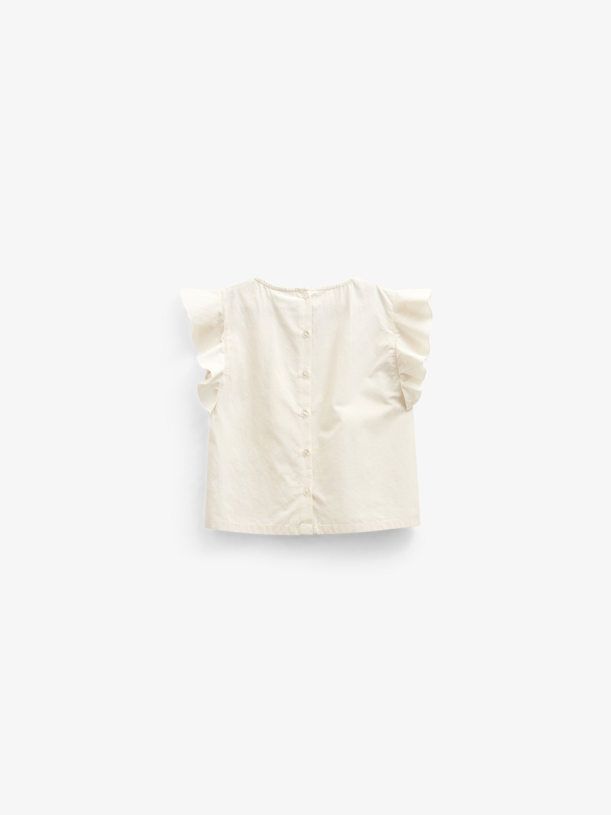 Poplinbluse med broderi - Kids - Offwhite | 101043 Barbara