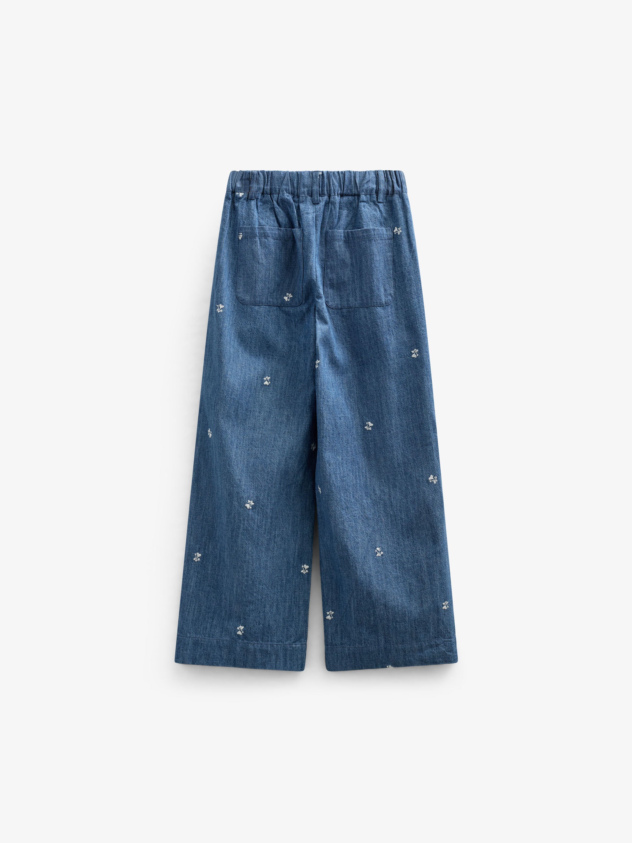 Broderede light-denim bukser - Kids - Blue Denim | 101050 Isabella