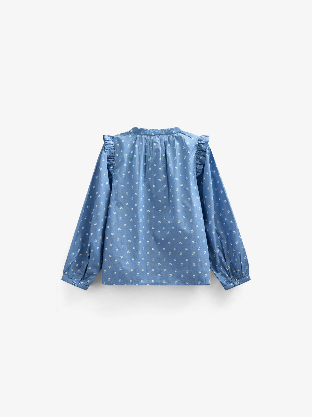 Skjortebluse i printet poplin - Kids - Dusty Blue | 101056 Camilla