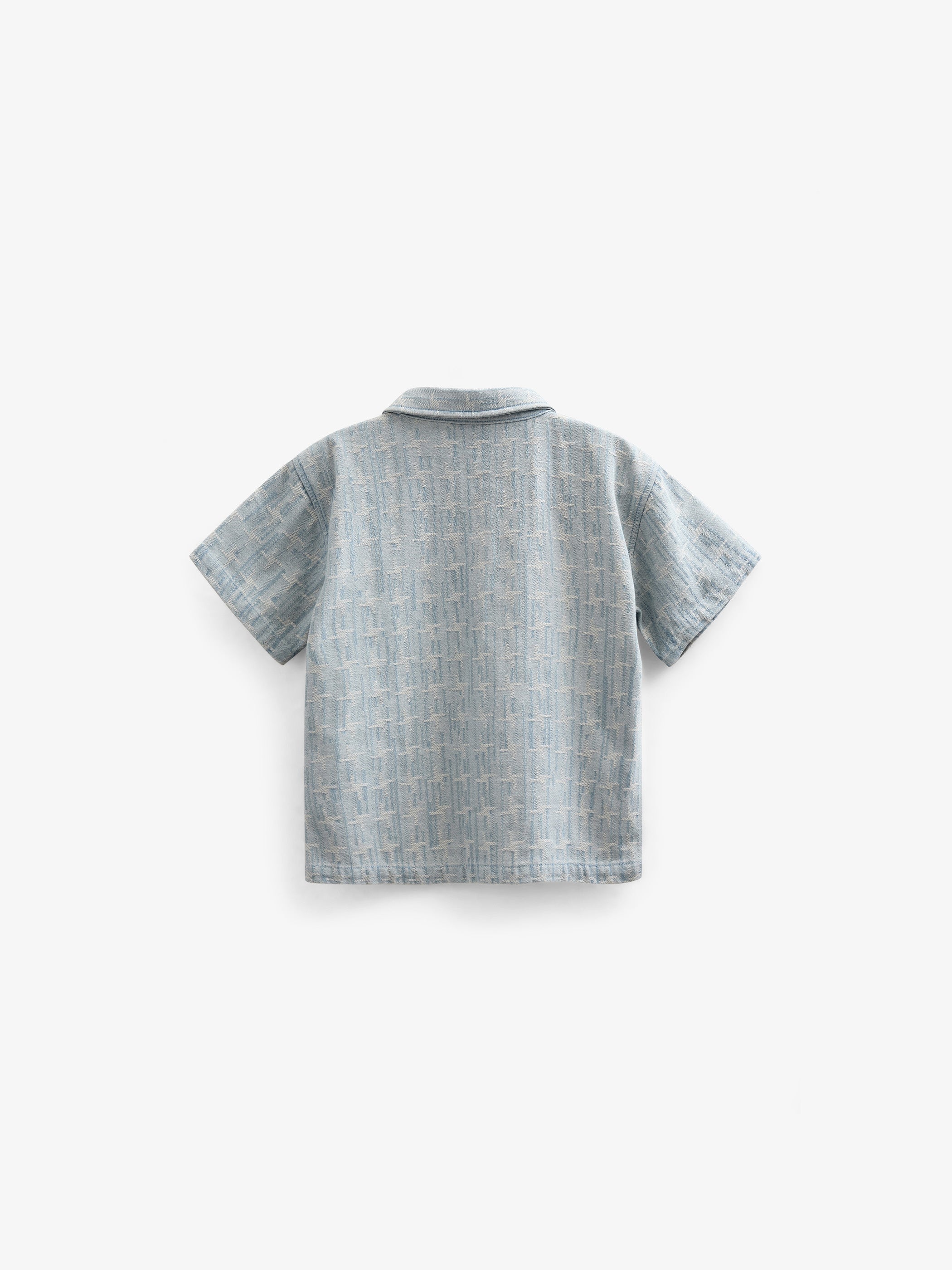 Kortærmet skjortejakke i jacquardvævet denim - Kids - Blue Denim | 101060 Kyle