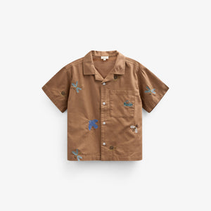 Broderet kortærmet bomuldsskjorte - Kids - Coconut | 101062 Erik