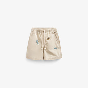 Embroidered Cotton Shorts - Kids - Light Beige | 101063 Erik