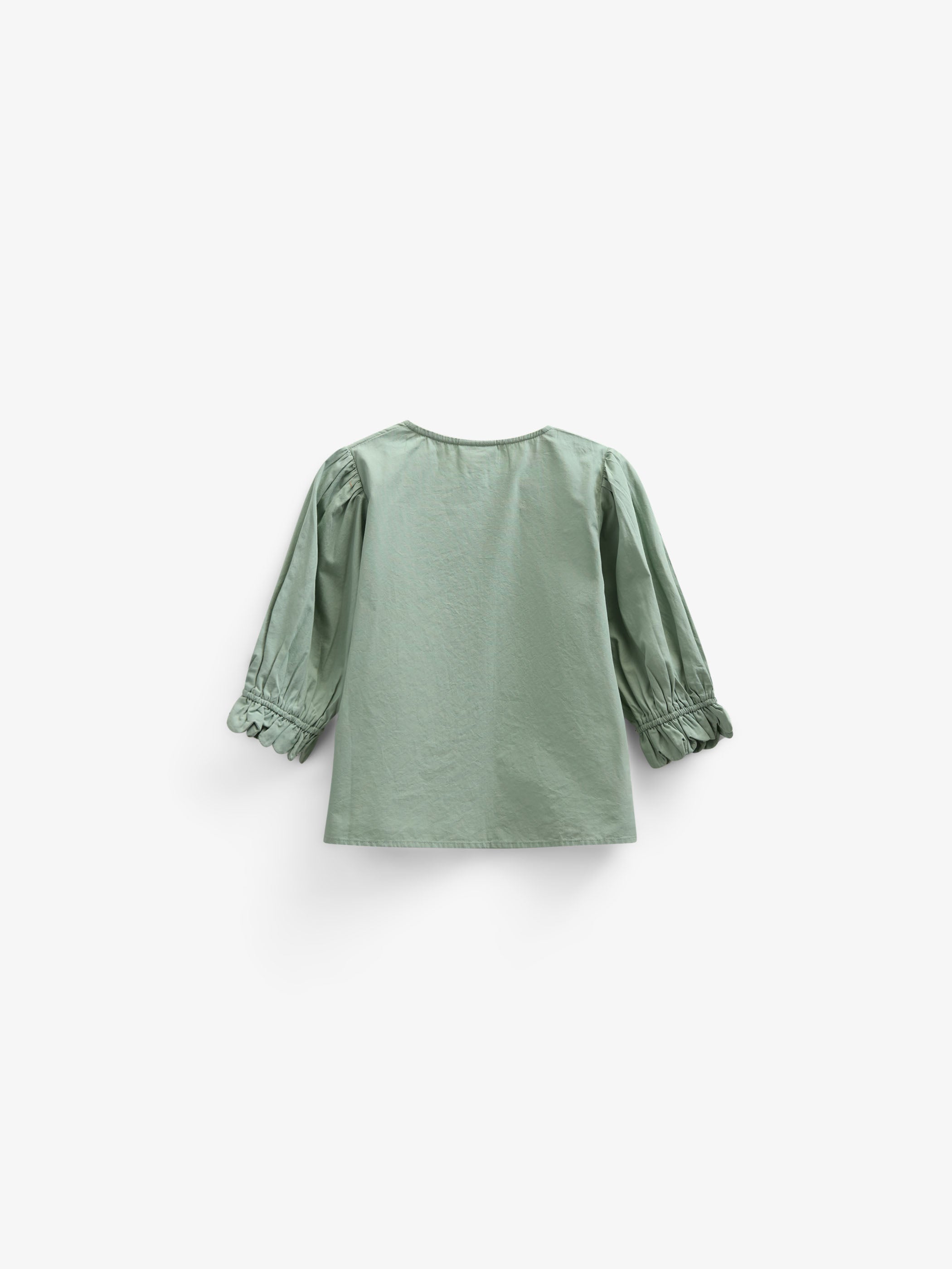 Poplinbluse med muslingekant - Tween - Dusty Green | 101078 Joy