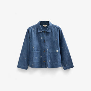 Broderet light-denim skjortejakke - Kids - Blue Denim | 101051 Isabella