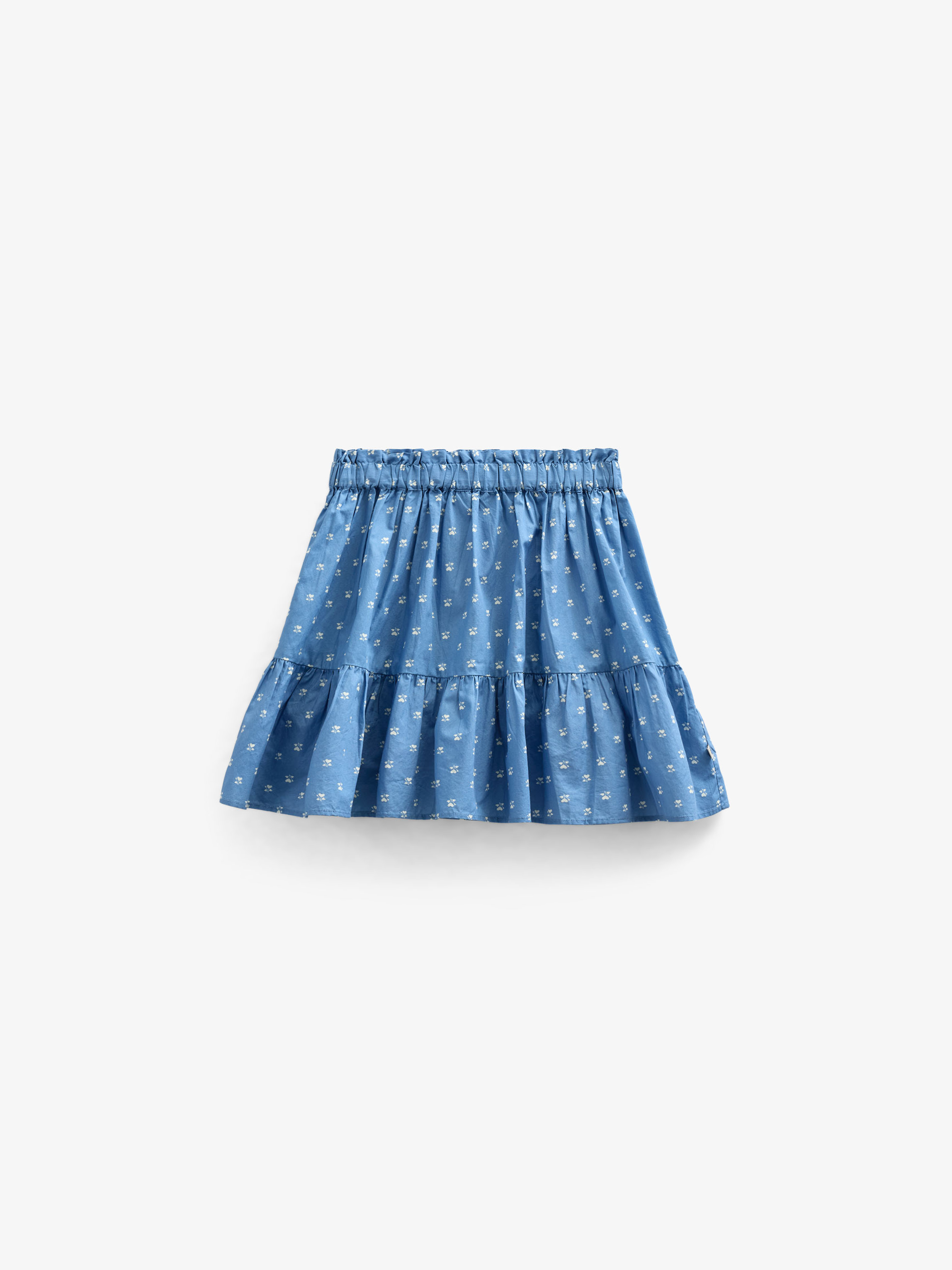 Nederdel i printet poplin - Tween - Dusty Blue | 101085 Camilla