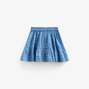 Nederdel i printet poplin - Tween - Dusty Blue | 101085 Camilla