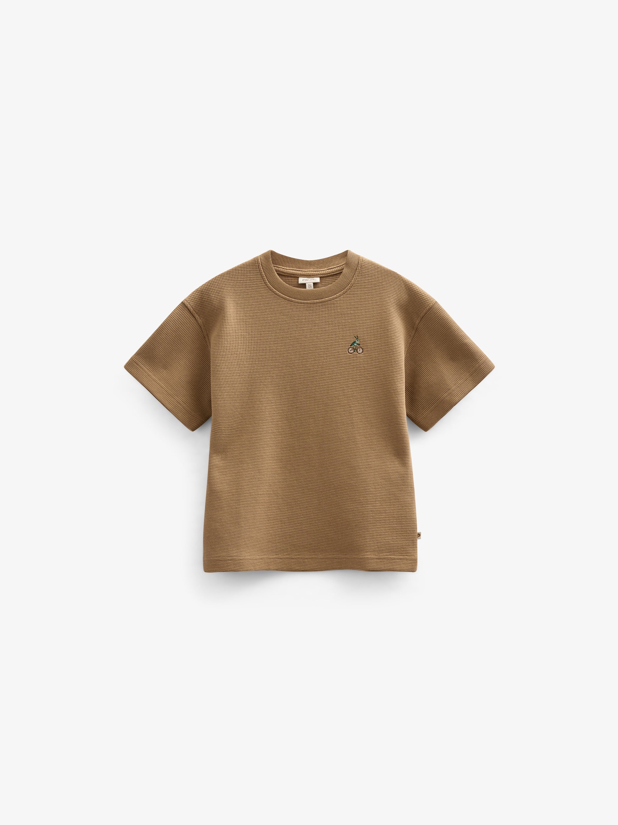 Vaffelstrikket T-shirt - Tween - Khaki | 101149 Evan