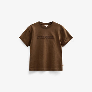 Slub jersey T-shirt med broderi - Kids - Dark Brown | 101157 Villum