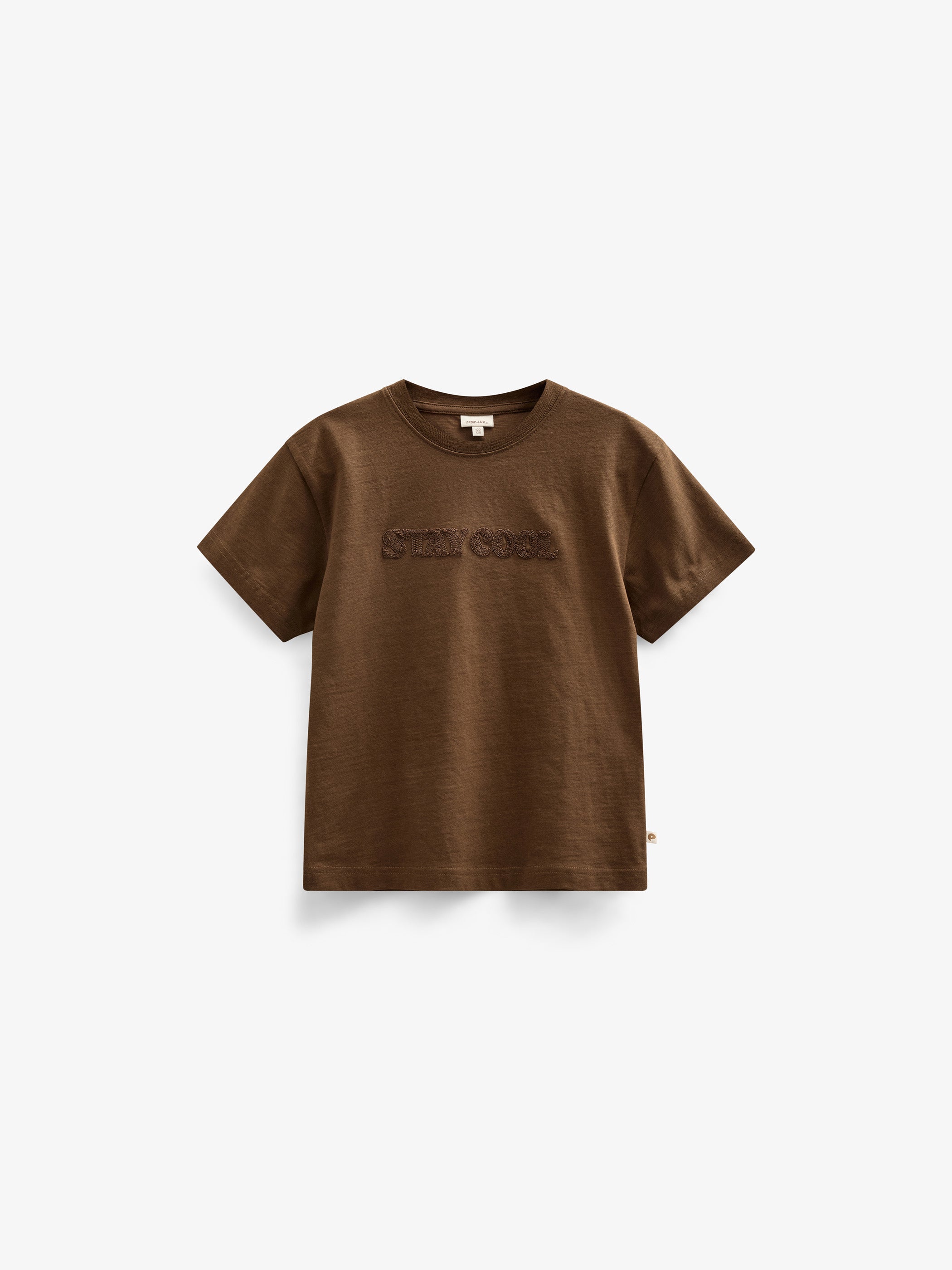 Slub jersey T-shirt med broderi - Tween - Dark Brown | 101158 Villum