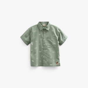 Printet skjorte i hørmix - Kids - Dusty Green | 101165 William